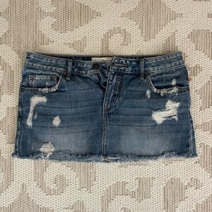 Distressed Denim Mini Skirt